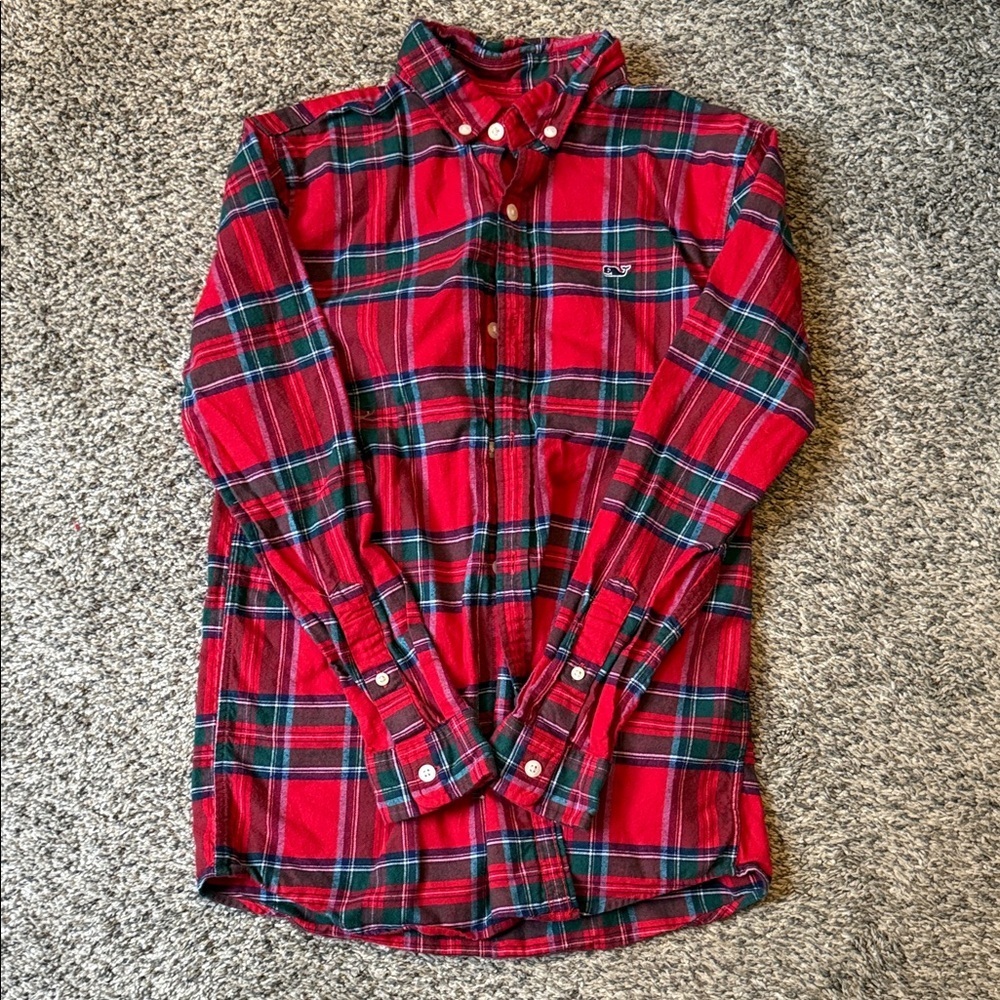 EUC Boys Vineyard Vines Red Plaid Button Down, Size M (12-14)